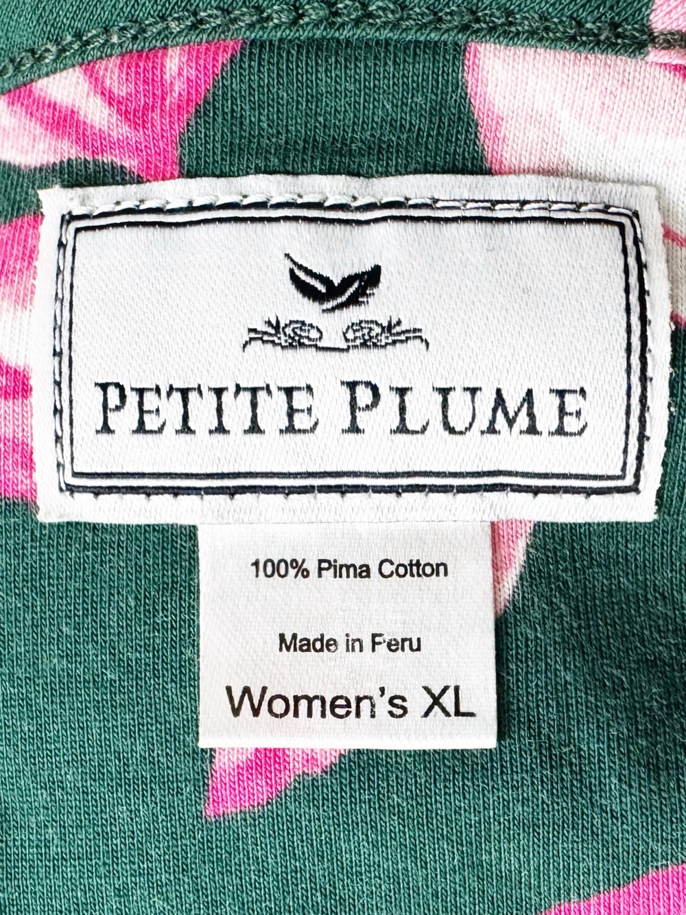 Petite Plume Pima Serene Lounge Dress, Green and Pink Floral Nightgown - Picture 3 of 12